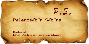 Palencsár Sára névjegykártya